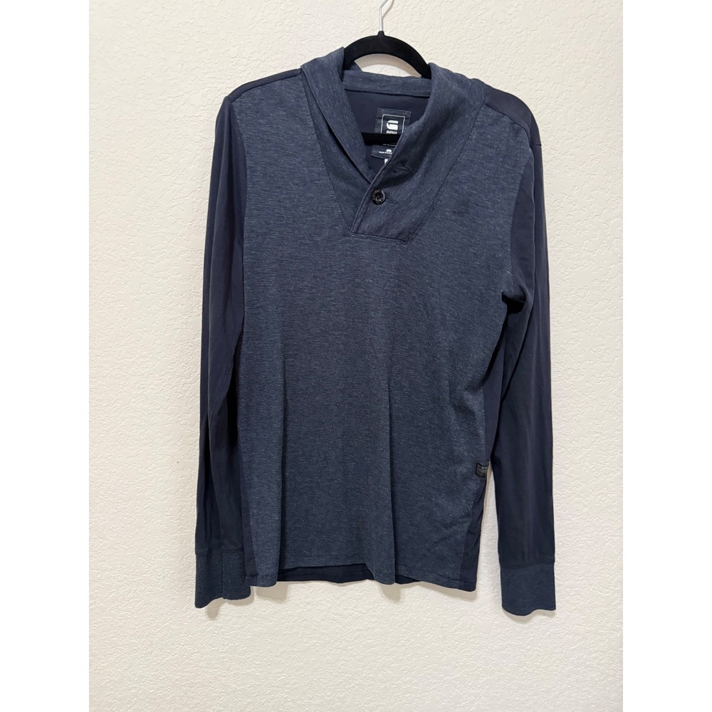 G-Star RAW Mens Shawl Button Neck Long Sleeve Top Shirt‎
